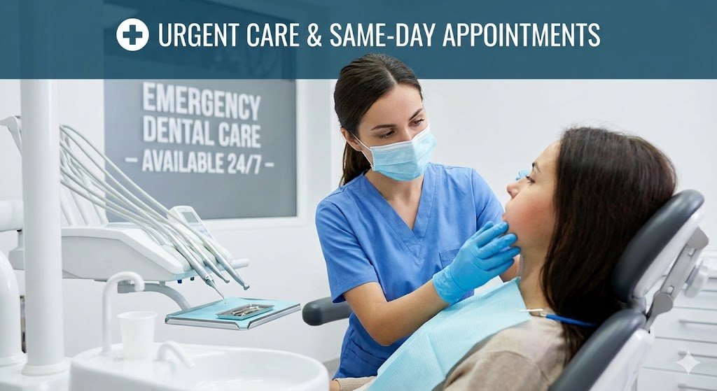 A patient receiving urgent dental care